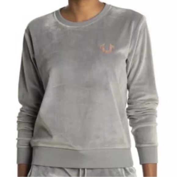 True Religion Gold Glitter Velvet Pullover Sz S - Picture 2 of 8